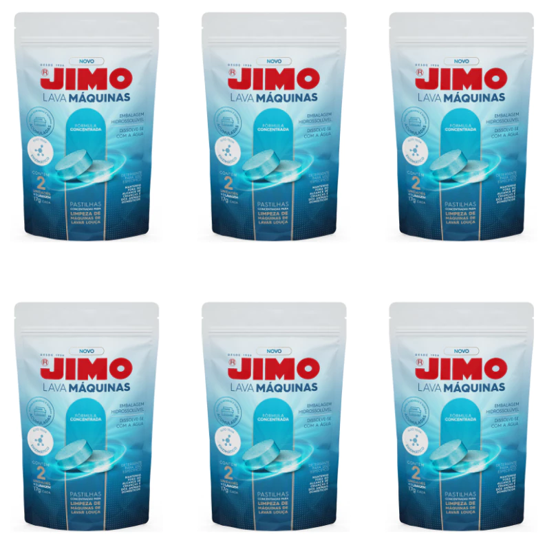 Kit Com 6 Pastilha Jimo Lava Máquinas Lava Louça  12x17G
