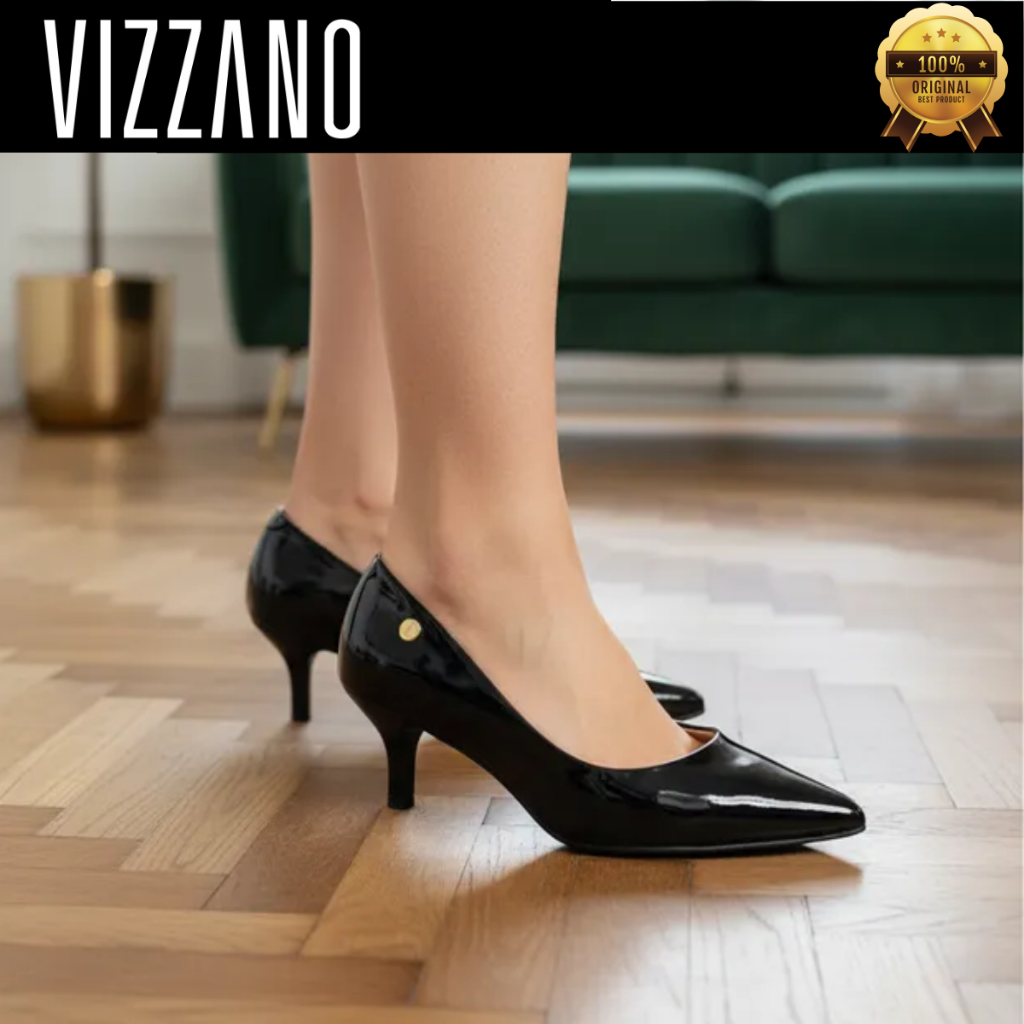 Scarpin Vizzano Salto Bico Fino Baixo Sapato Confortável Casual Social Elegante Macio Original em Oferta na Shopee