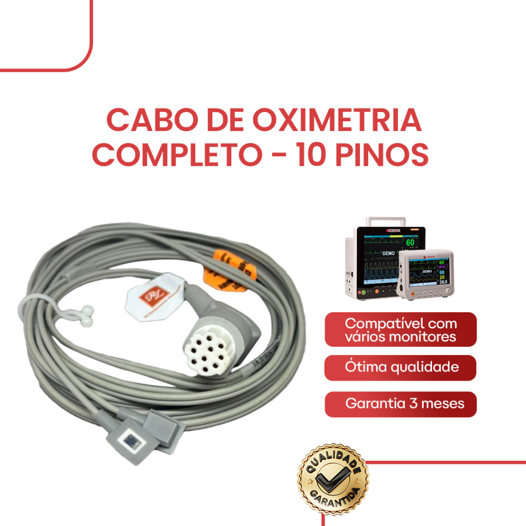 Cabo de Oximetria Completo 10 Pinos DATEX OHMEDA