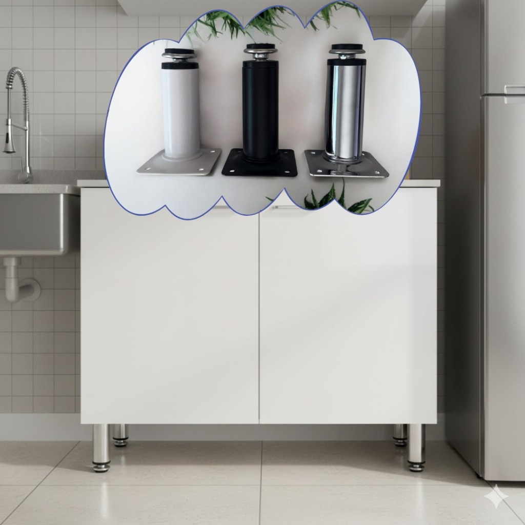 4 Pés para Móveis Sofás Comodas Racks Modelo Redondo Tubular 10cm de Altura Acompanha Parafusos para Fixação em Oferta na Shopee