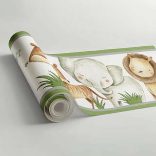 Papel de Parede Border Faixa Infantil Menino e Menina Animais Lavavél 1,00m x 15cm em Oferta na Shopee