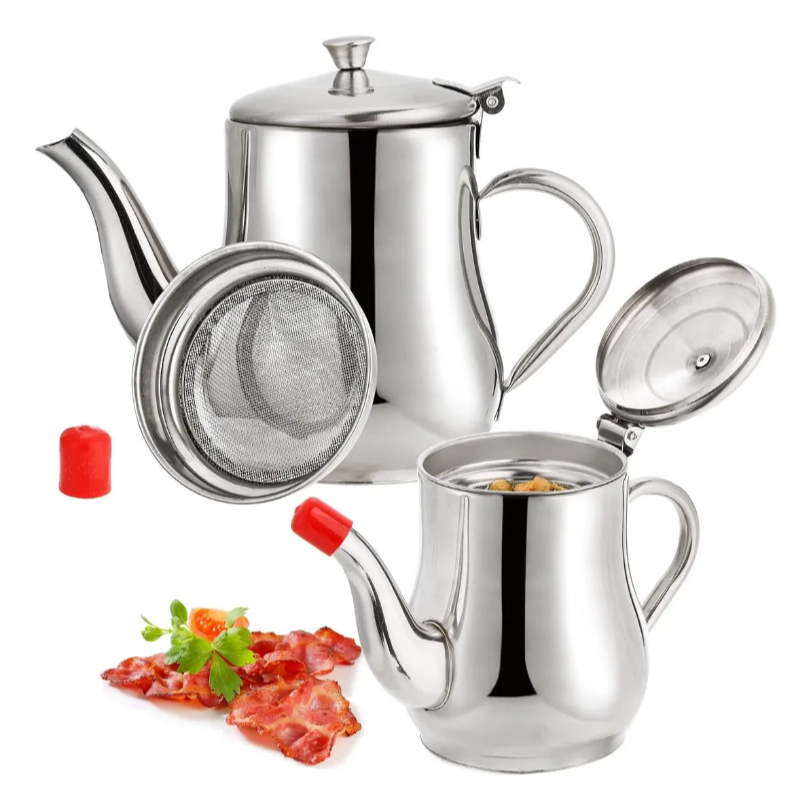 Pote De Armazenamento De Óleo De Cozinha Durável Simples Com Filtro-Bule De Aço Inoxidável em Oferta na Shopee