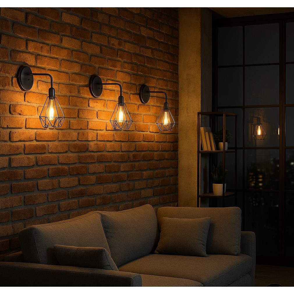 Luminária de Parede Industrial - Arandela Retro Aramado Diamante