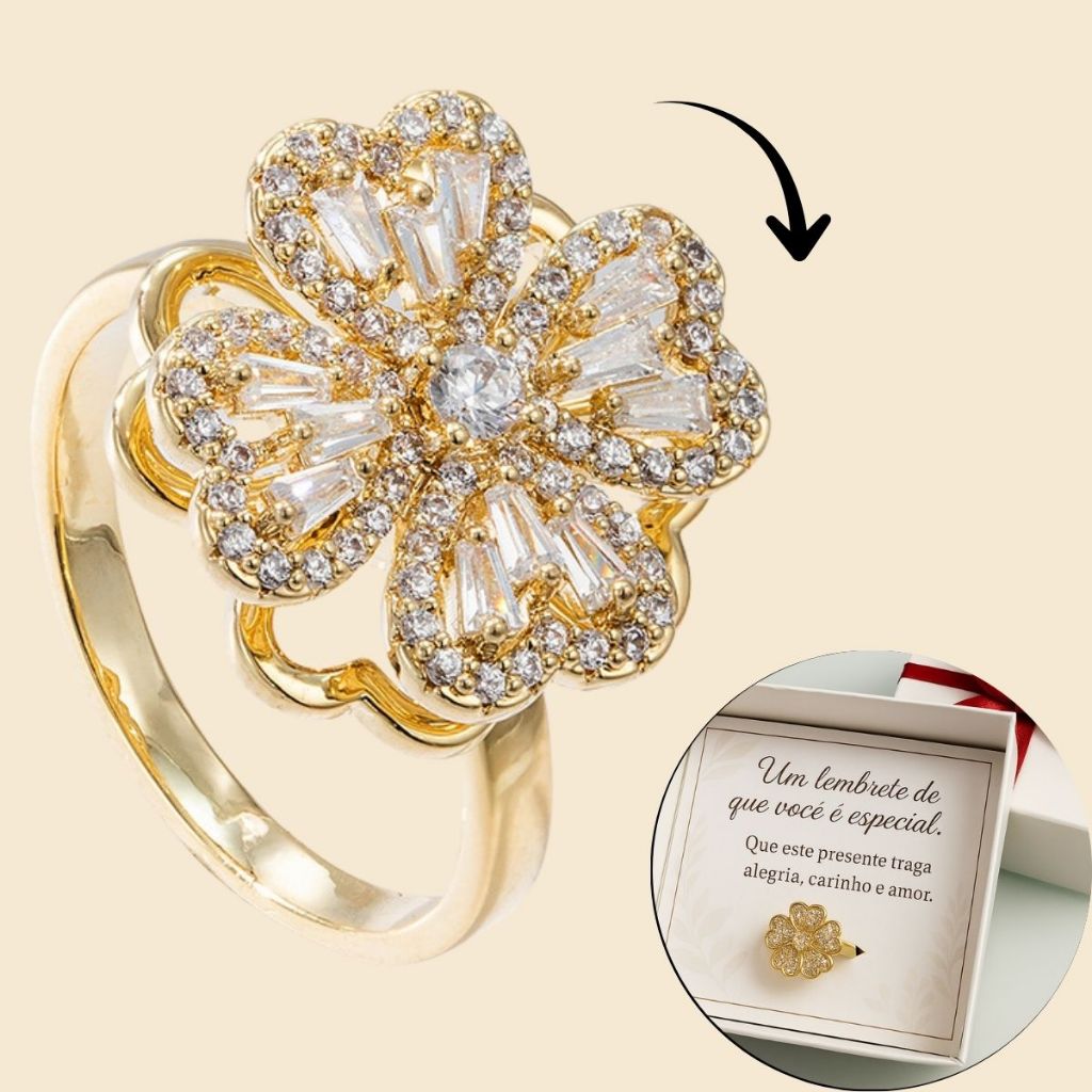 Anel Giratório Ajustável Flor Anti Estresse Ansiedade Rotatório + Recado + Caixa Presente em Oferta na Shopee