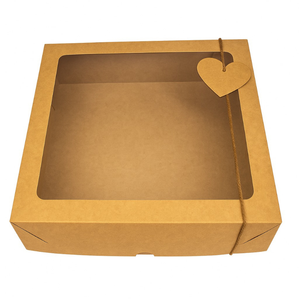 Caixa De Presente Brigadeiro Com Visor 25x25x6,5 Kraft 10 Uni