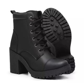 Bota Coturno Feminina Casual Moderna De Couro Leve Com Salto Médio Grosso Barato em Oferta na Shopee