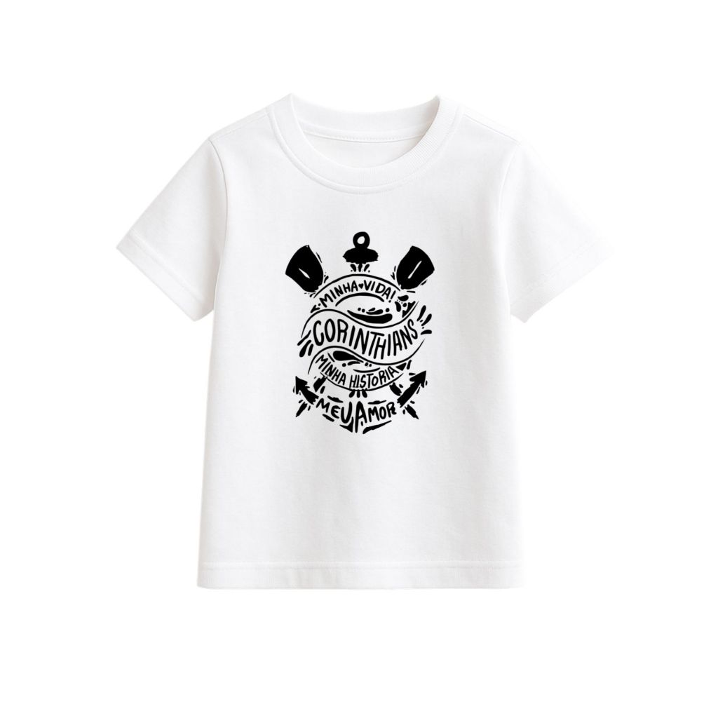Camiseta Camisa Corinthans Infantil Timão SCCP Time Jogador Estampada Futebol Fiel Torcida 2 ao 16