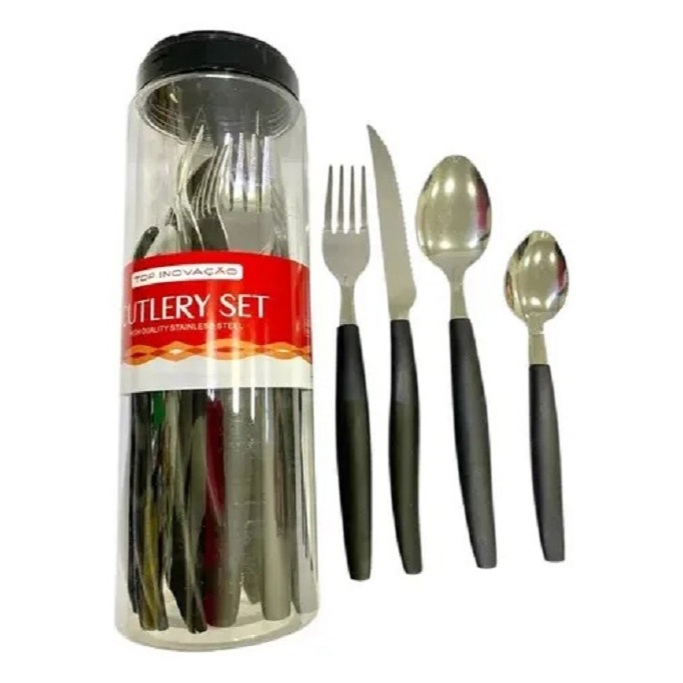 Jogo De Talheres 24 Peças Inox Cabo Luxo