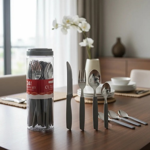 Jogo De Talheres 24 Peças Inox Cabo Luxo em Oferta na Shopee