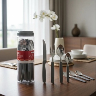 Jogo De Talheres 24 Peças Inox Cabo Luxo em Oferta na Shopee