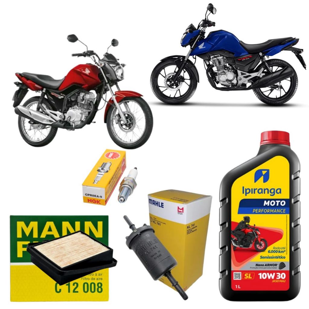 Kit Revisão Troca Oleo Filtros Vela Honda Cg Titan Fan Start Cargo 150 160 Oleo 10w30 Semisintético em Oferta na Shopee