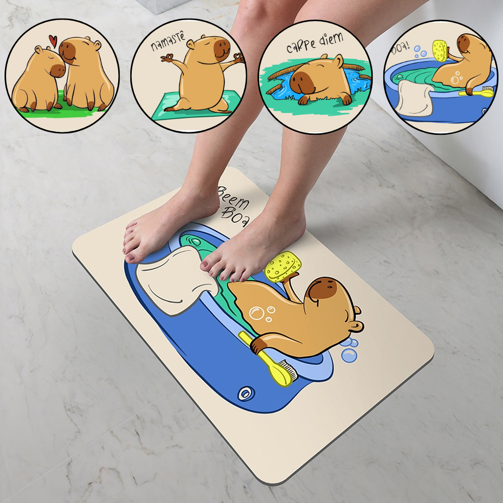 Tapete Banheiro 40X60cm Super Splash Capivara Absorvente Antiderrapante Kapazi em Oferta na Shopee