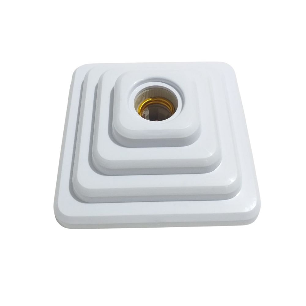 PLAFON GOURMET QUADRADO BRANCO E27 100W LUMINÁRIA DE TETO MODERNA COM BOCAL PORCELANA