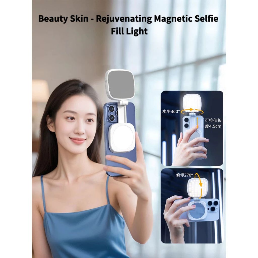 Mini Luz de Preenchimento para Selfie Magnética Portátil e Dobrável, Essencial para Fotos, Luz de Preenchimen