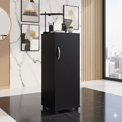Gabinite Multiuso Organizador Para Ambientes Cor Preto 3 Prateleiras