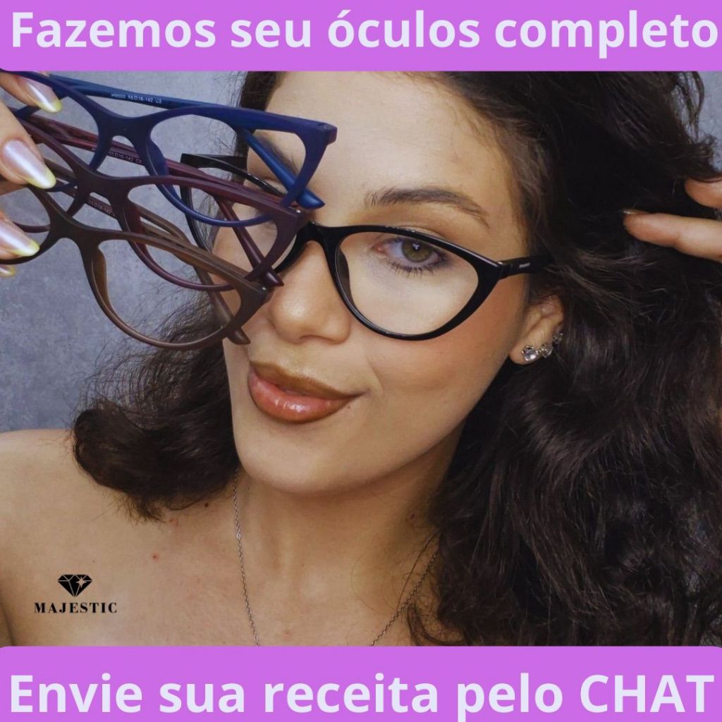 Armação de Óculos de Grau Feminino em Nylon formato Gatinho - Lira Majestic