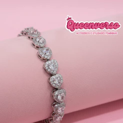 Pulseira riviera coração Ariana Grande Inspiração Acessórios Femininos banho ouro ou ródio branco
