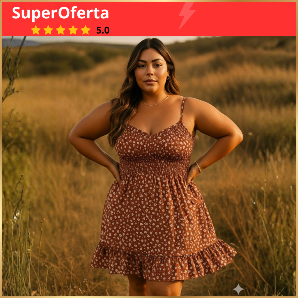 Vestido Curto Plus Size Lastex Alça Regulável Soltinho Moda