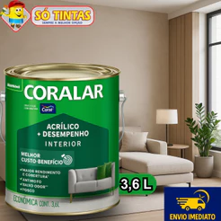 Tinta Acrílica Coralar Mais Desempenho Coral 3,6L Baixo Odor Antimofo Acabamento Fosco Várias Cores