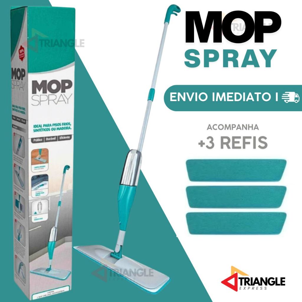 Kit Mop Spray PRO + 3 Refis Com Reservatório Rodo De Limpeza Refil Microfibra