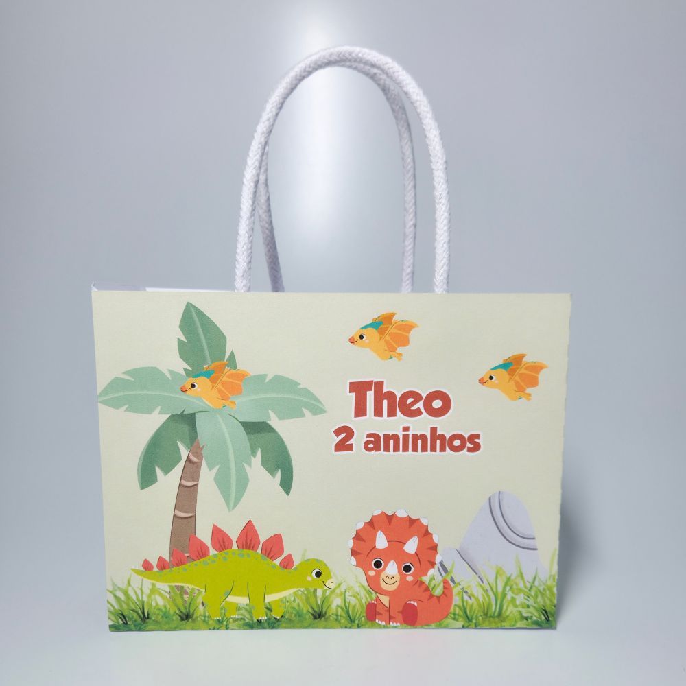 Sacolinha Personalizada Dinossauro - Festa Infantil Dinossauro - Lembrancinha Dinossauro