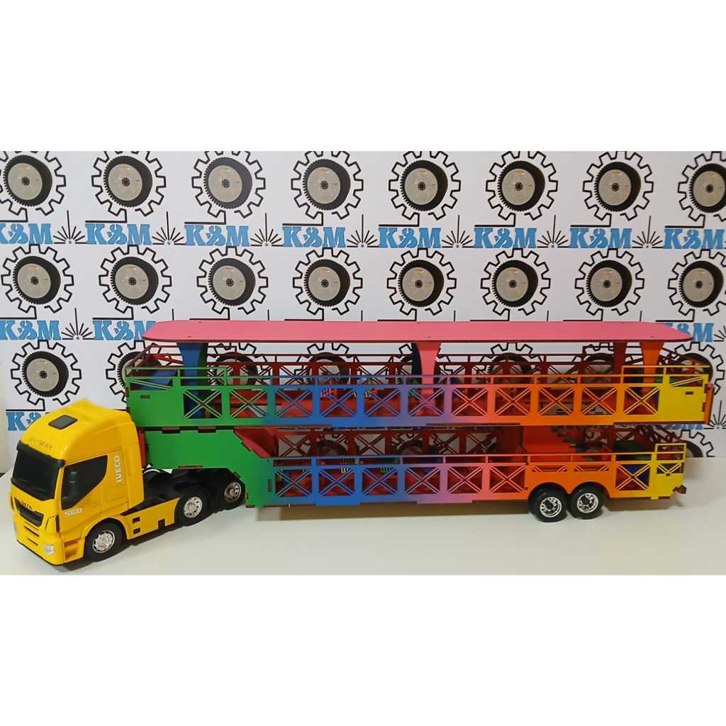 Miniatura Carreta Da Alegria Colorida em MDF 1/32