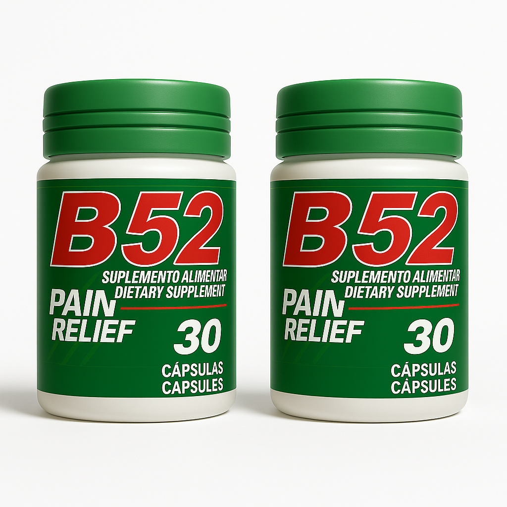 2 Potes B52 Pain Relief Original Suplemento Natural 30 Capsulas