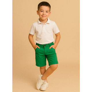 Bermuda INFANTIL de Sarja Menino Alta Qualidade Slim Fit Brim Criança