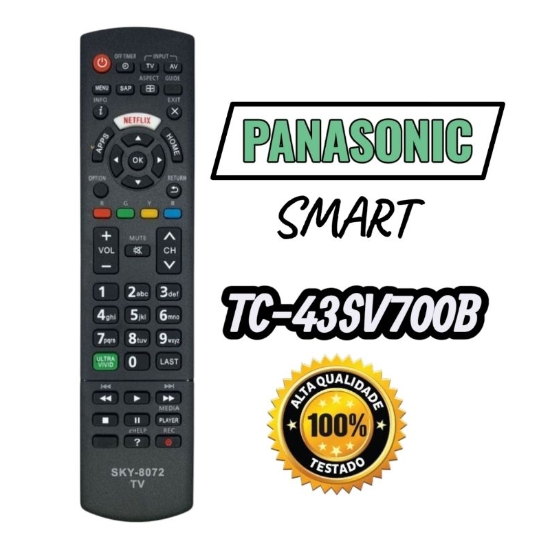 Controle Remoto Compativel Tv Panasonic Smart TC-43SV700B SKY-8072
