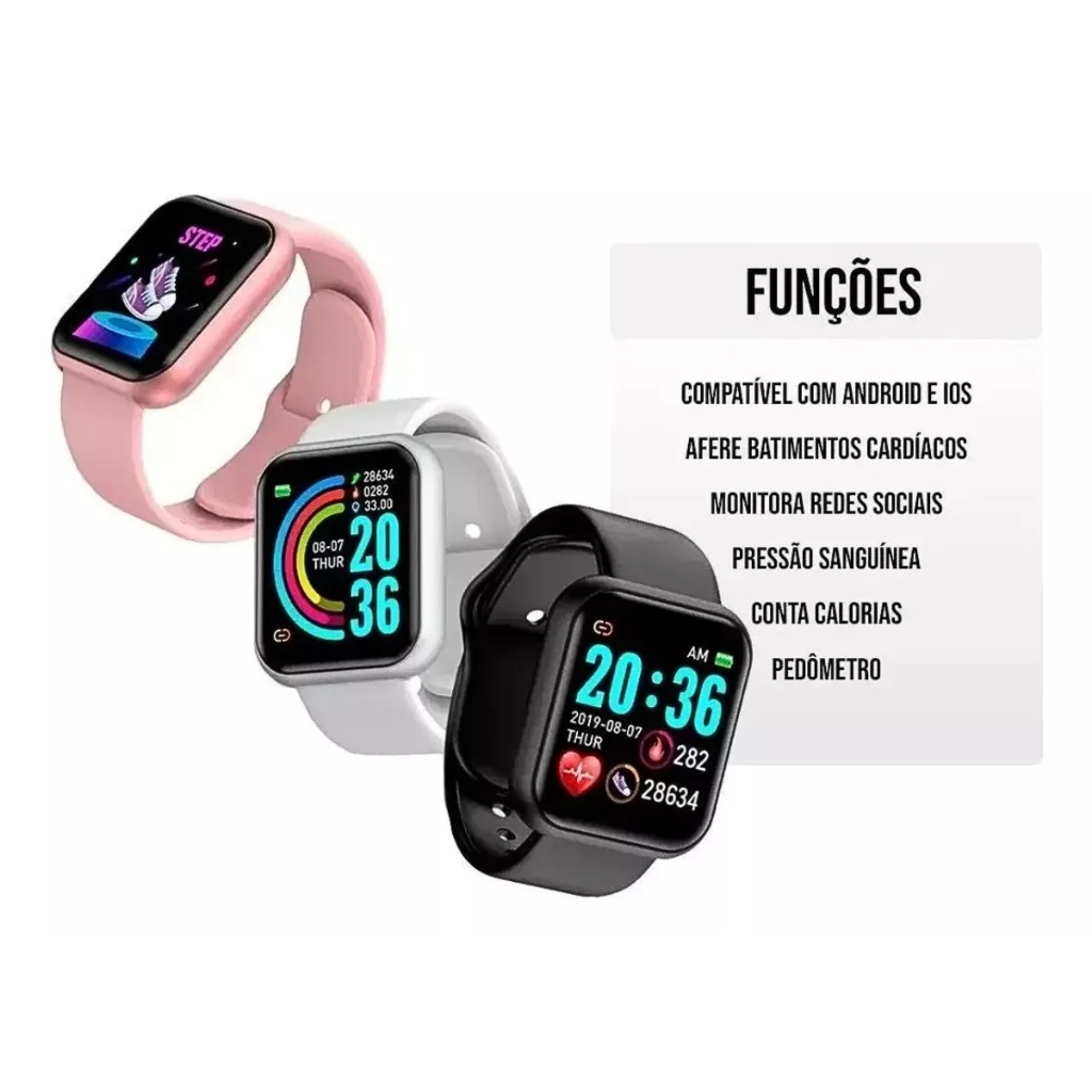 Detalhes do Relógio Inteligente Fitness Bluetooth à Prova D’Água com Monitor Cardíaco Pressão Sono e Notificações