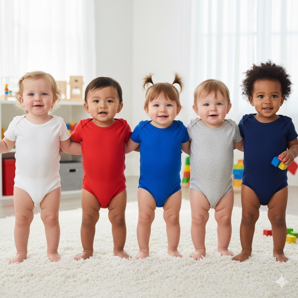 Kit Com 3 Body Infantil Manga Curta  Liso neutro   96% Algodão 4% elastano
