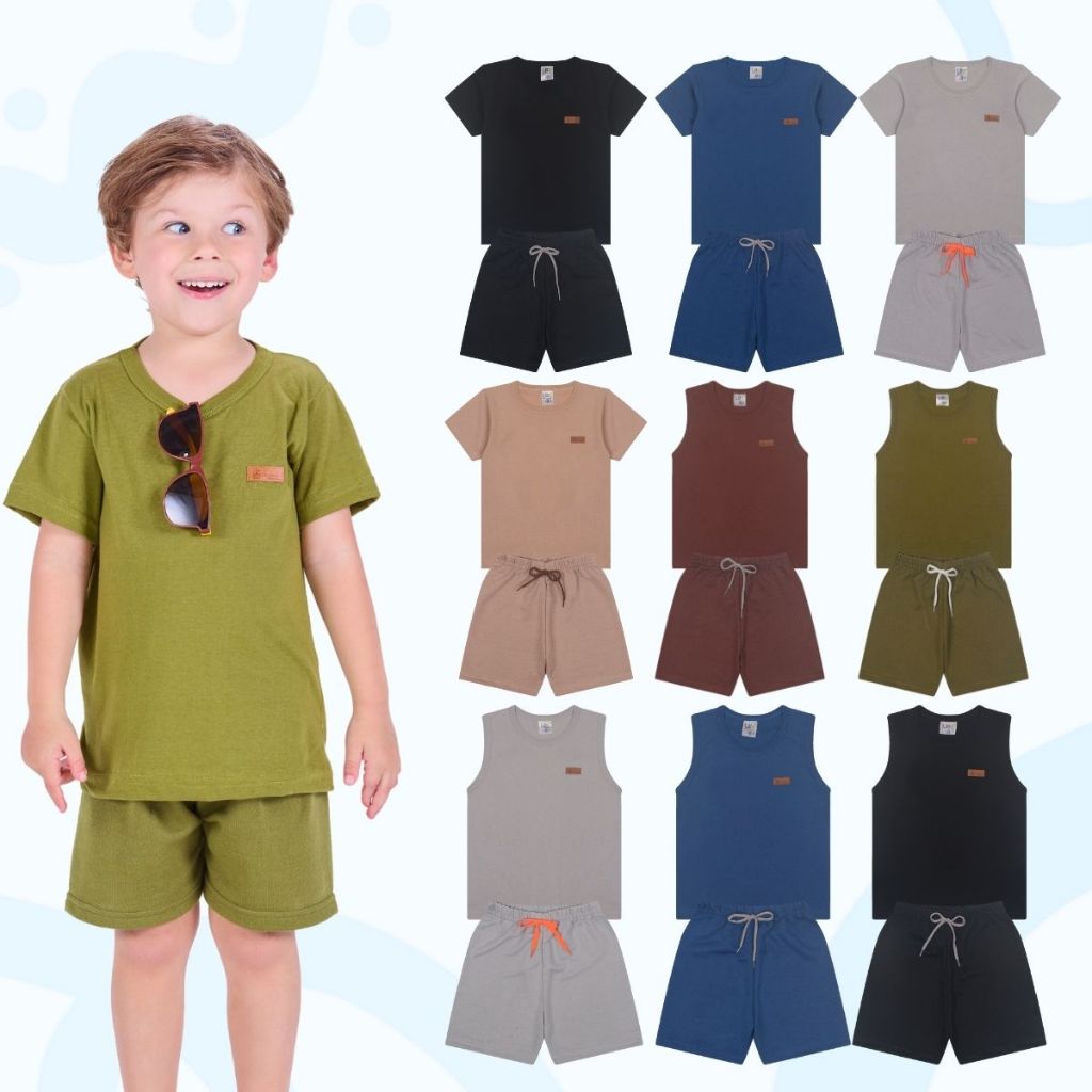 Kit 2 ou 8 peças de Conjunto Infantil Menino Masculino Minimalista Monocromático Verão Bebe Menino Casual em Oferta na Shopee