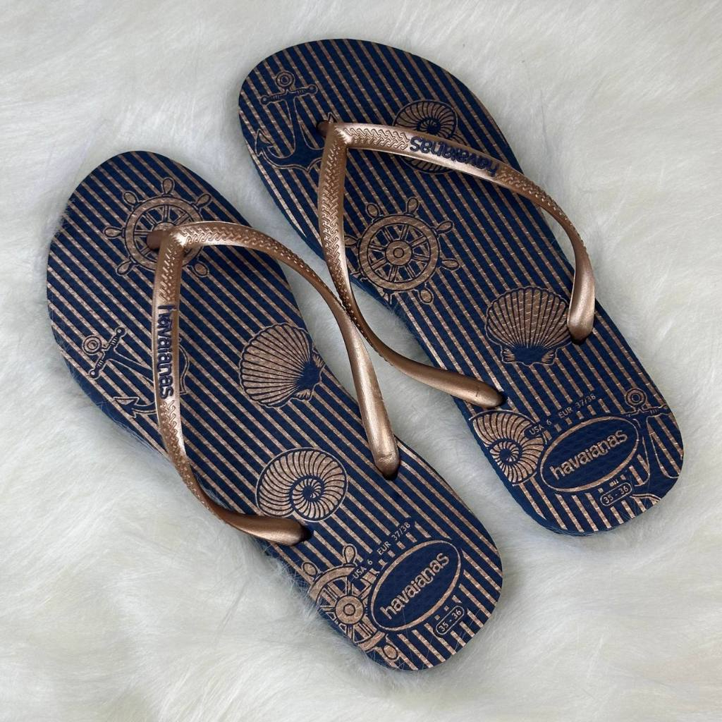 Chinelo Feminino Havaianas Slim Nautical Original Tira fina Tradicional em Oferta na Shopee