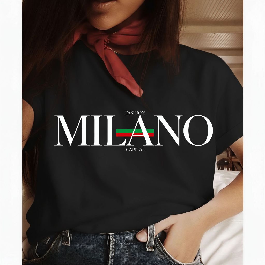 Camiseta tshirt camisa feminina casual 100%Algodão Confortavel Gringa Estampada Milano Italy