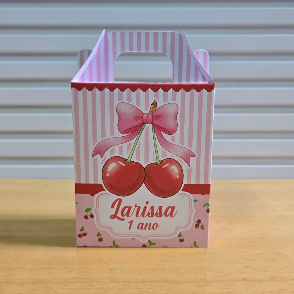 Caixa maleta personalizada Cerejinha/ Cereja rosa - Lembrancinhas - sacolinha surpresa