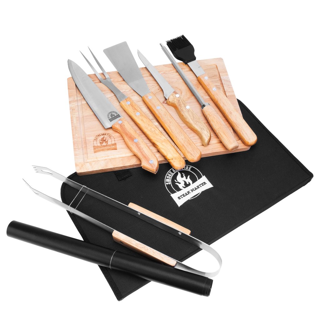 Kit Churrasco Facas Inox 10 Peças Biscuitt Steak Master Cabo De Madeira Com Estojo em Oferta na Shopee