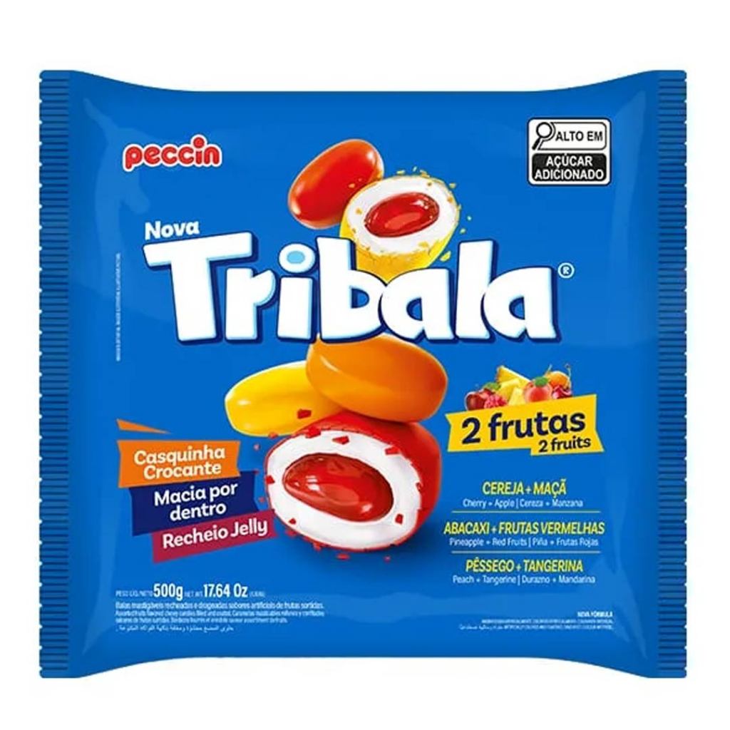 Bala Tribala Recheada Sortida 2 Frutas 500g - Peccin