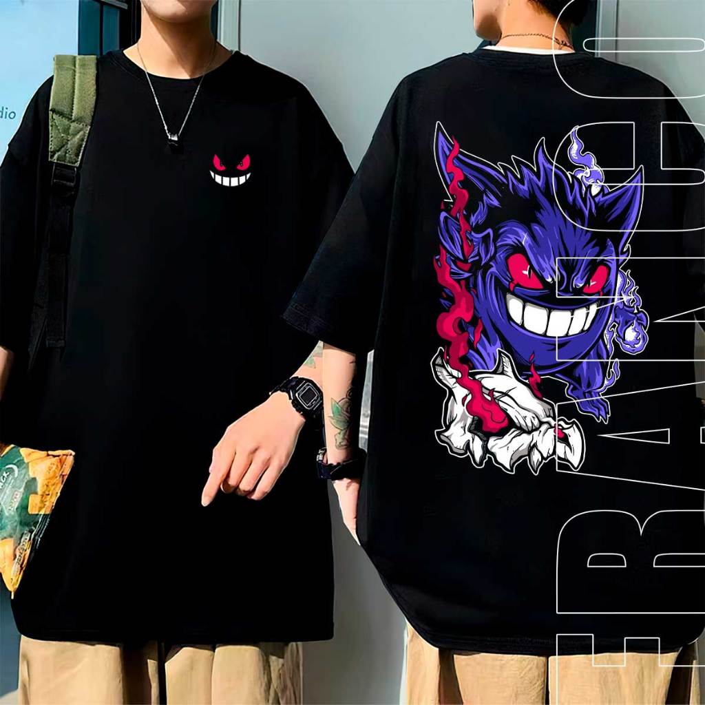 Camiseta Estampada Oversized Anime Gengar Lançamento Unissex 100% Algodão Feminino Masculino em Oferta na Shopee