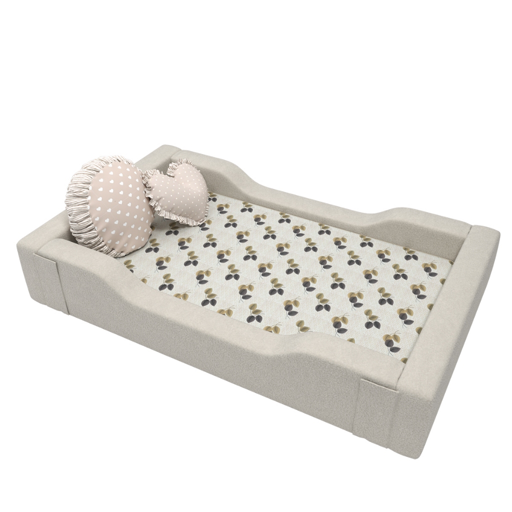 Berço Montessoriano Para Quarto Cama Infantil Com Colchão de Espuma Conforto Segurança e Autonomia para o bebê Cor Nude