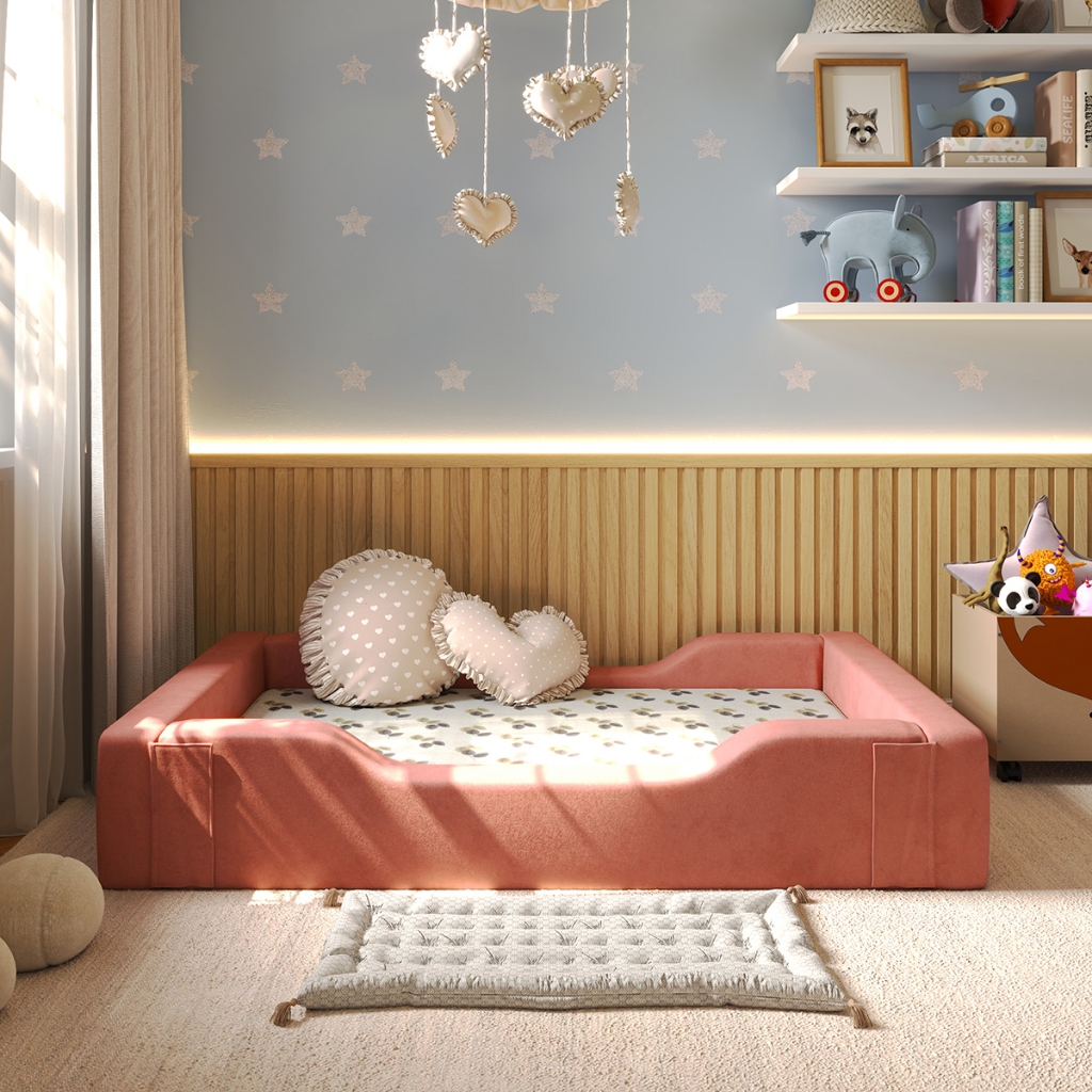 Berço montessoriano tipo cama montessoriana confortável 100% espuma para quartos infantis