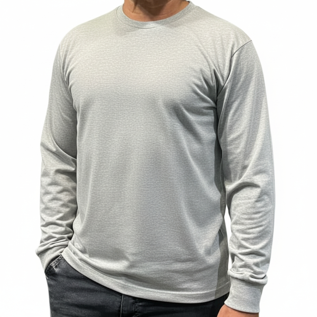 Camiseta Manga Longa Blusa Masculina Gola Redonda Lisa Algodão toqref em Oferta na Shopee