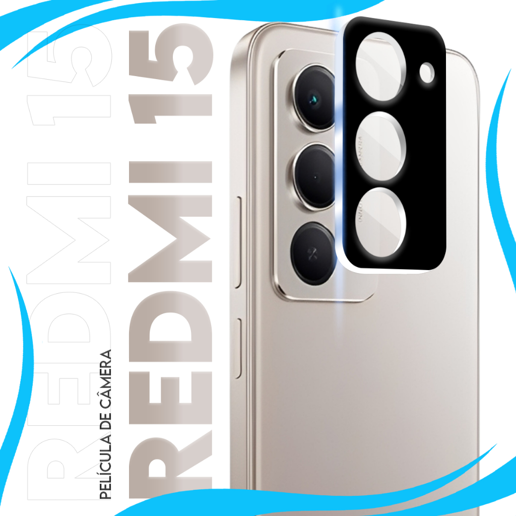 Película Protetora Lente Traseira Vidro Temperado 3D De Câmera Xiaomi Redmi 15 4g 5g tela 6.9 pol