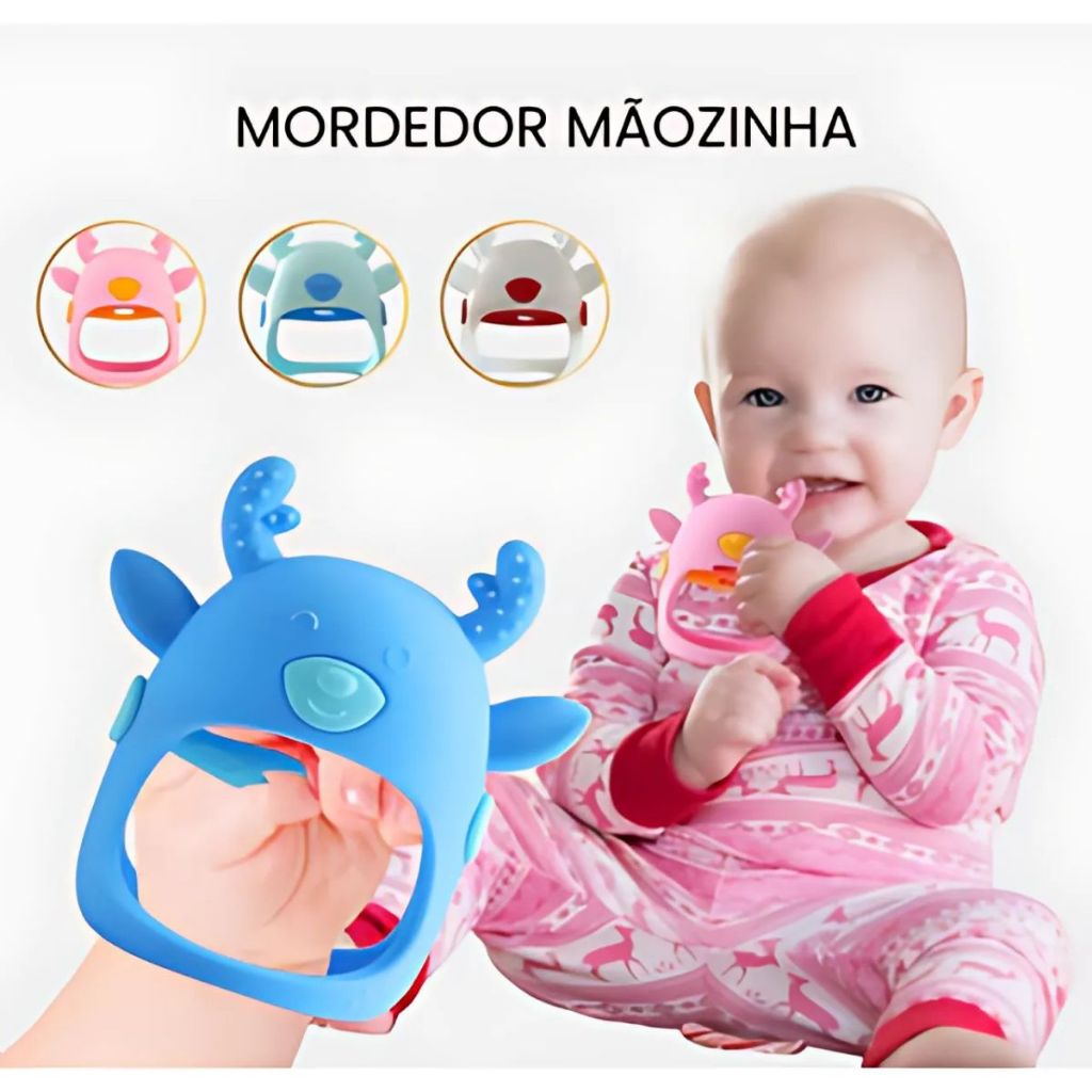 Mordedor Pezinho Macio Para Dentição Alivio Gengiva Do Bebê Azul Rosa Mamita em Oferta na Shopee