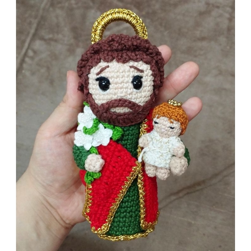 SÃO JOSÉ SANTO DE CROCHÊ SANTINHO PAI DE JESUS AMIGURUMI JESUS FÉ