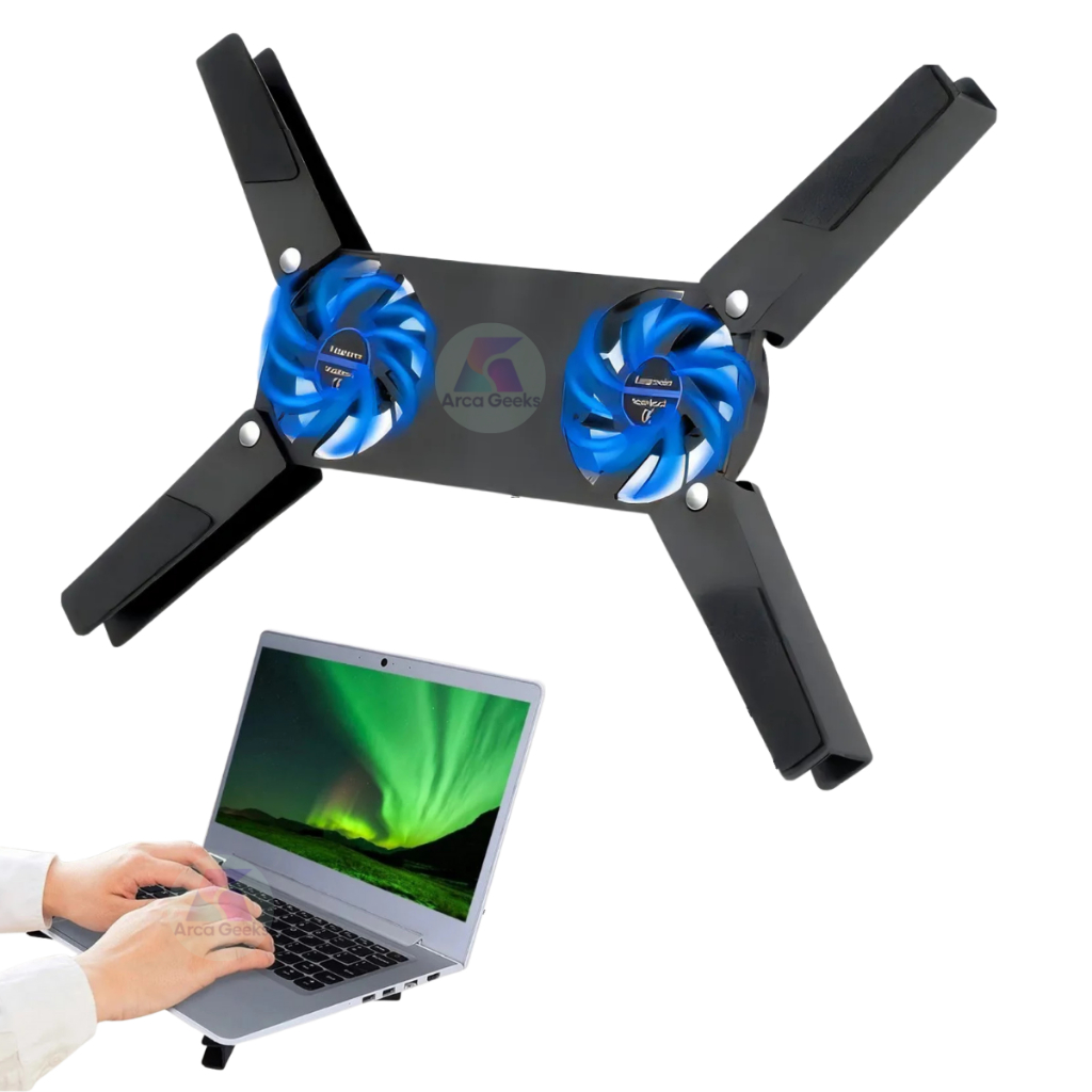 Suporte Base Cooler Duplo Antiderrapante Resfriamento  Notebook Ventilação Silenciosa Usb Gamers