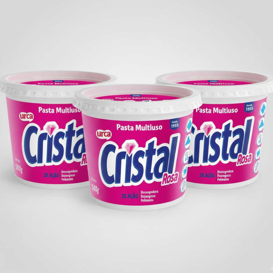 KIT 3 Pastas Cristal Rosa 500G em Oferta na Shopee