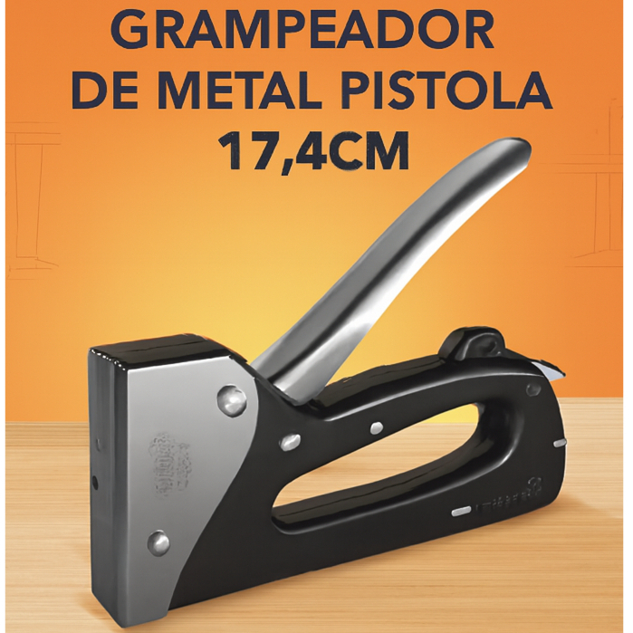Grampeador Pistola Metal GP6001 BRW 17,4 cm Estrutura Anti-Ferrugem Uso Profissional