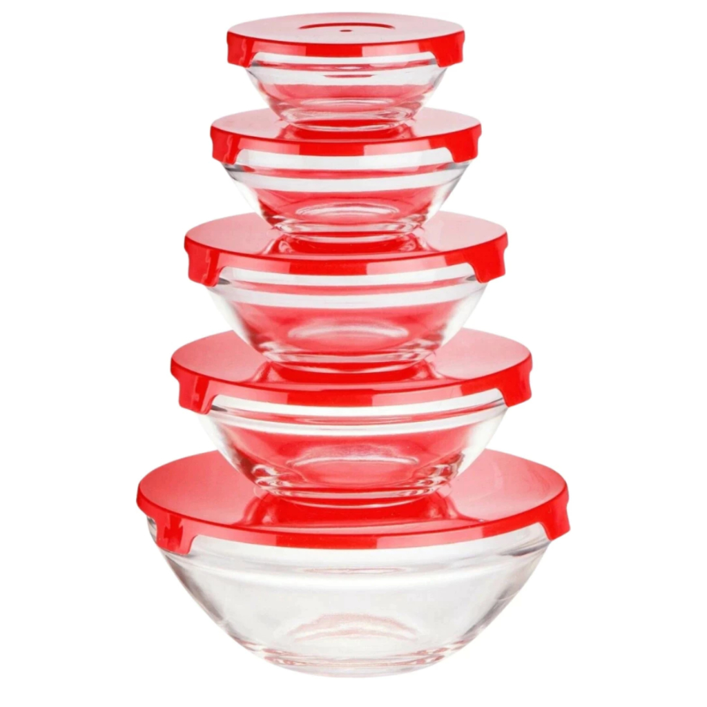 Kit de 5 Potes Herméticos de Vidro Com Tampa de Plástico em Oferta na Shopee