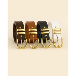 Kit 4 Cintos Femininos | Fivela Dourada Luxo | Ajustável | Marrom, Caramelo, Preto, Branco|Moda 2025 em Oferta na Shopee