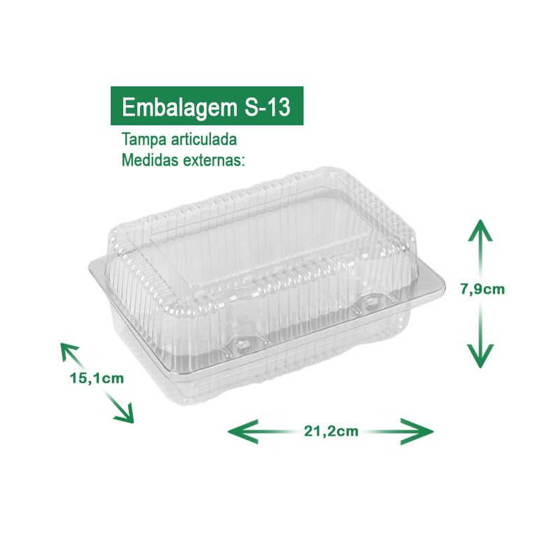 Embalagem PET Retangular Articulada Pequena Sanpack S13 — imagem 2 de 2